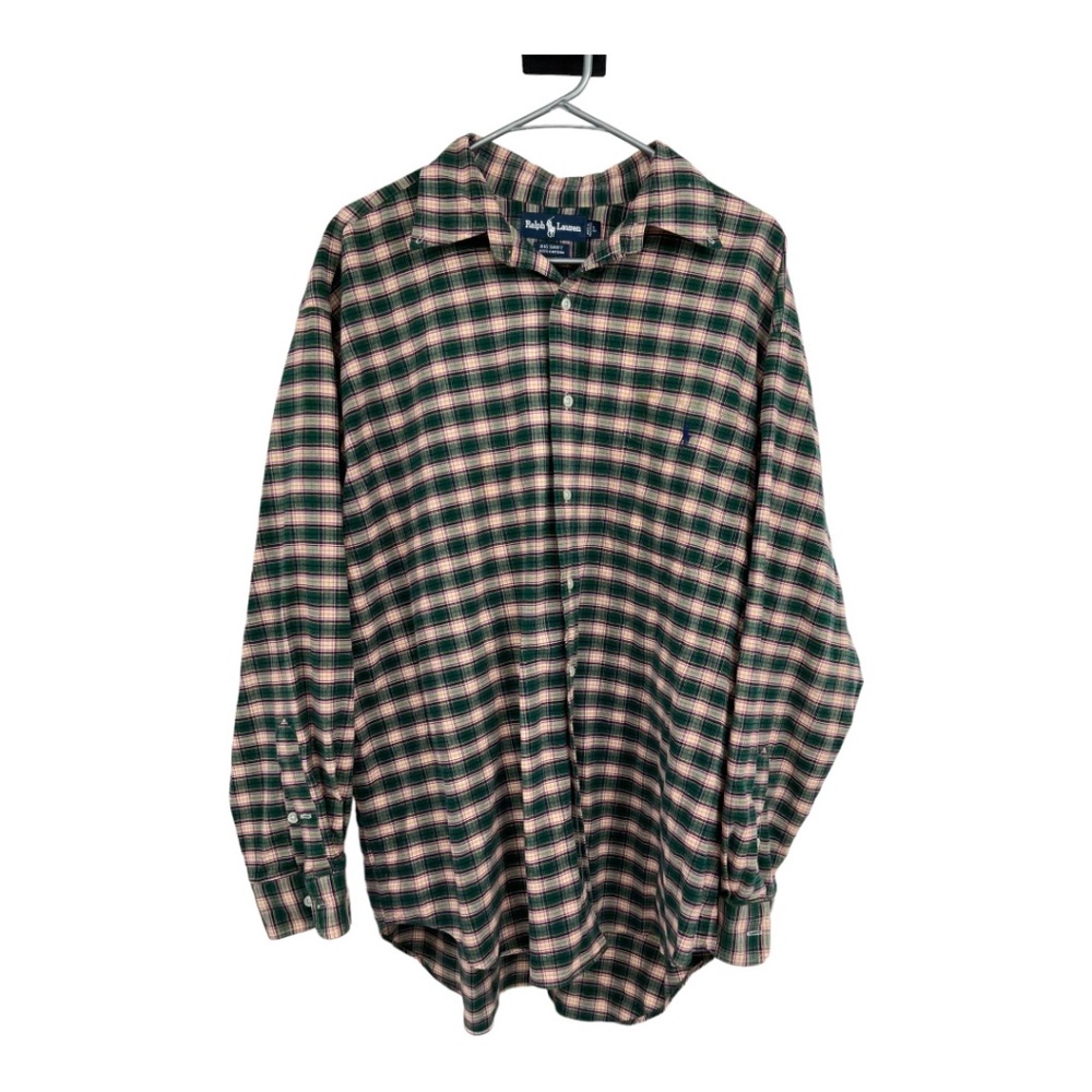 Ralph Lauren Cotton Button Down Long Sleeve Plaid Brushed Shirt